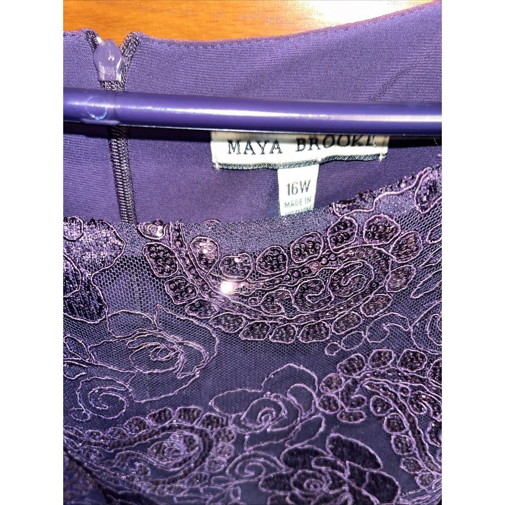 NWT Summer Wedding 16w Mother Of The Bride Dress No Jacket Purple with Sequins - Picture 4 of 5